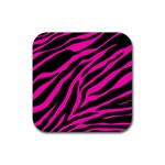 pink zebra  Rubber Coaster (Square)