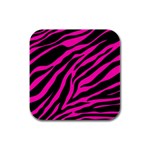 pink zebra  Rubber Square Coaster (4 pack)