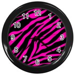 pink zebra  Wall Clock (Black)