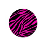 pink zebra  Rubber Coaster (Round)