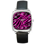 pink zebra  Square Metal Watch