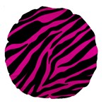 pink zebra  Large 18  Premium Round Cushion 