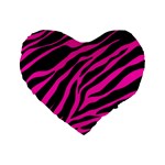 pink zebra  Standard 16  Premium Heart Shape Cushion 