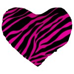 pink zebra  Large 19  Premium Heart Shape Cushion