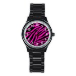 pink zebra  Stainless Steel Round Watch