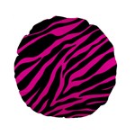 pink zebra  Standard 15  Premium Flano Round Cushion 