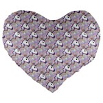 hologram unicorn emoji  Large 19  Premium Heart Shape Cushion