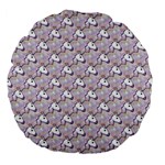 hologram unicorn emoji  Large 18  Premium Flano Round Cushion 