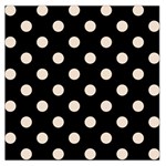 Polka Dots - Almond Brown on Black Large Satin Scarf (Square)