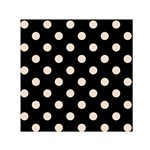 Polka Dots - Almond Brown on Black Small Satin Scarf  (Square)