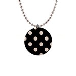 Polka Dots - Almond Brown on Black 1  Button Necklace