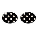 Polka Dots - Almond Brown on Black Cufflinks (Oval)