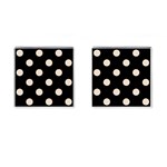 Polka Dots - Almond Brown on Black Cufflinks (Square)