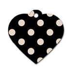 Polka Dots - Almond Brown on Black Dog Tag Heart (Two Sides)