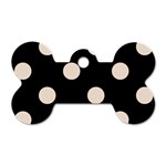 Polka Dots - Almond Brown on Black Dog Tag Bone (One Side)