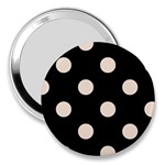 Polka Dots - Almond Brown on Black 3  Handbag Mirror