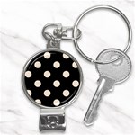 Polka Dots - Almond Brown on Black Nail Clippers Key Chain