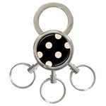 Polka Dots - Almond Brown on Black 3-Ring Key Chain