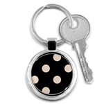 Polka Dots - Almond Brown on Black Key Chain (Round)