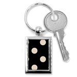 Polka Dots - Almond Brown on Black Key Chain (Rectangle)