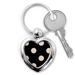 Polka Dots - Almond Brown on Black Key Chain (Heart)