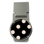 Polka Dots - Almond Brown on Black Money Clip (Round)