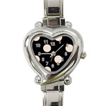 Polka Dots - Almond Brown on Black Heart Italian Charm Watch