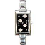 Polka Dots - Almond Brown on Black Rectangle Italian Charm Watch