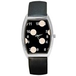 Polka Dots - Almond Brown on Black Barrel Style Metal Watch