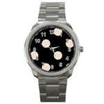 Polka Dots - Almond Brown on Black Sport Metal Watch