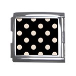 Polka Dots - Almond Brown on Black Mega Link Italian Charm (18mm)