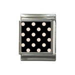 Polka Dots - Almond Brown on Black Italian Charm (13mm)