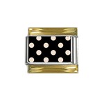 Polka Dots - Almond Brown on Black Gold Trim Italian Charm (9mm)