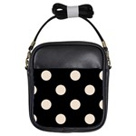 Polka Dots - Almond Brown on Black Girls Sling Bag