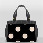 Polka Dots - Almond Brown on Black Oversize Office Handbag (One Side)