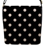 Polka Dots - Almond Brown on Black Flap Closure Messenger Bag (S)