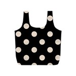 Polka Dots - Almond Brown on Black Full Print Recycle Bag (S)