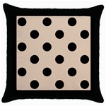 Polka Dots - Black on Pastel Brown Throw Pillow Case (Black)