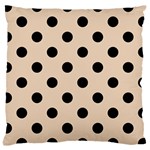 Polka Dots - Black on Pastel Brown Large Cushion Case (One Side)