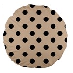 Polka Dots - Black on Pastel Brown Large 18  Premium Round Cushion