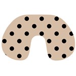 Polka Dots - Black on Pastel Brown Travel Neck Pillow