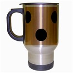 Polka Dots - Black on Pastel Brown Travel Mug (Silver Gray)