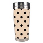 Polka Dots - Black on Pastel Brown Stainless Steel Travel Tumbler