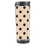 Polka Dots - Black on Pastel Brown Travel Tumbler