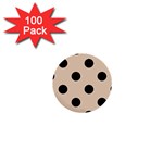 Polka Dots - Black on Pastel Brown 1  Mini Button (100 pack)