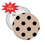 Polka Dots - Black on Pastel Brown 2.25  Button (10 pack)