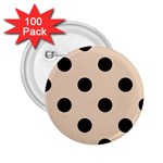 Polka Dots - Black on Pastel Brown 2.25  Button (100 pack)