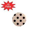 Polka Dots - Black on Pastel Brown 1  Mini Magnet (10 pack)