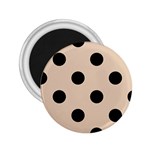 Polka Dots - Black on Pastel Brown 2.25  Magnet