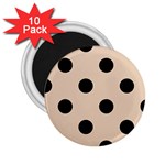 Polka Dots - Black on Pastel Brown 2.25  Magnet (10 pack)